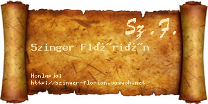Szinger Flórián névjegykártya